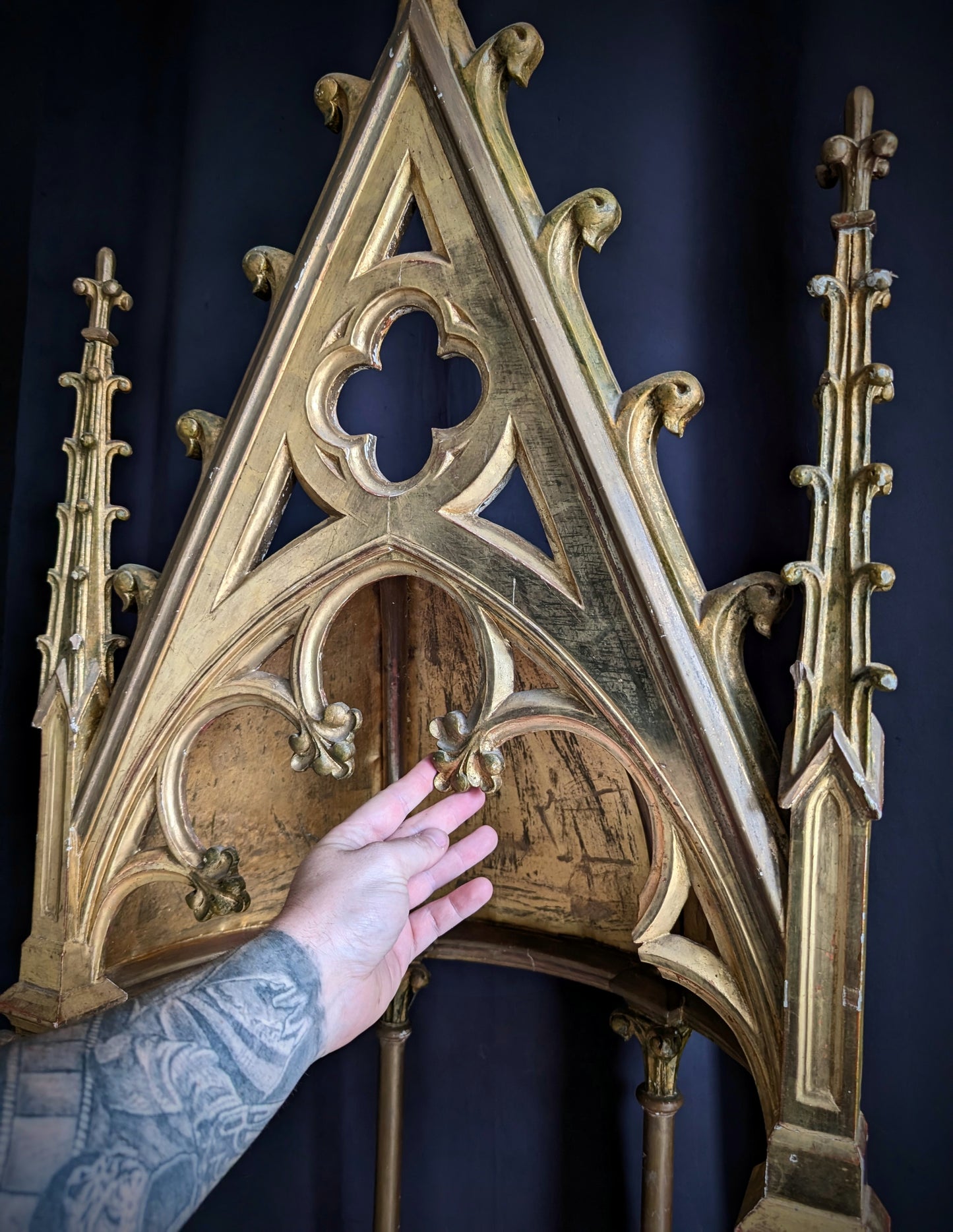 Antique altar ciborium from a french chapel, dating from the 1870s–1880s, in the Neo-Gothic style (Rare !)