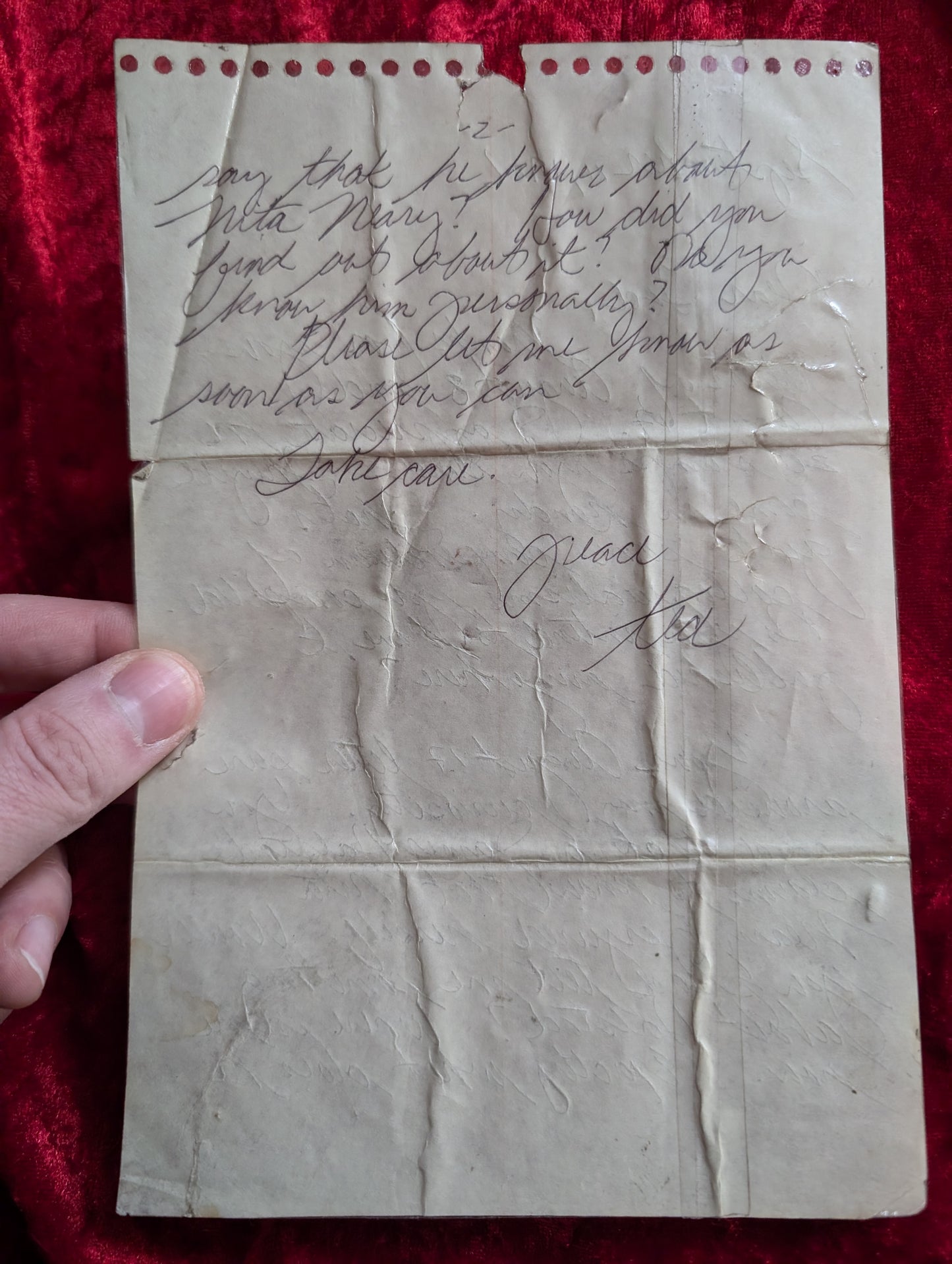 Original letter written by TED BUNDY in 1986