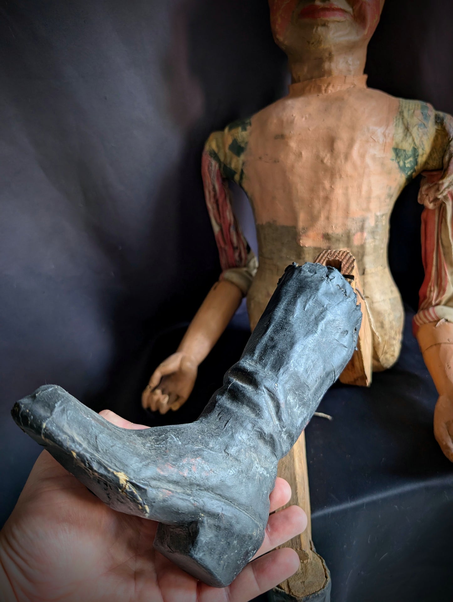 Old Czech Marionnette (early 1900's) 96cm made of wood and papier-mâché