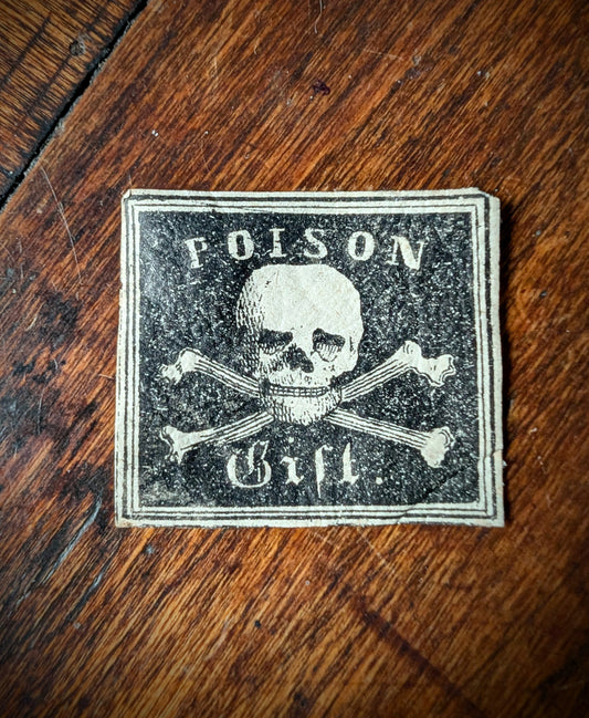 Authentic Rare Poison label from the 1910s used in German soldiers' pharmacies during World War I