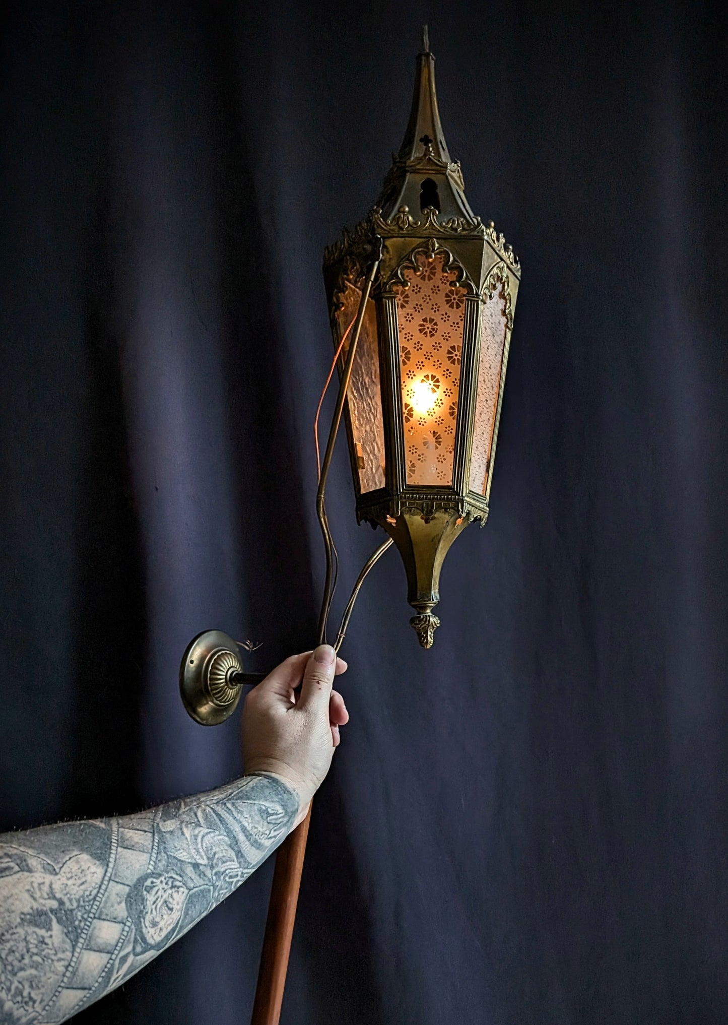 Pair of 19th century procession lanterns with wooden handles