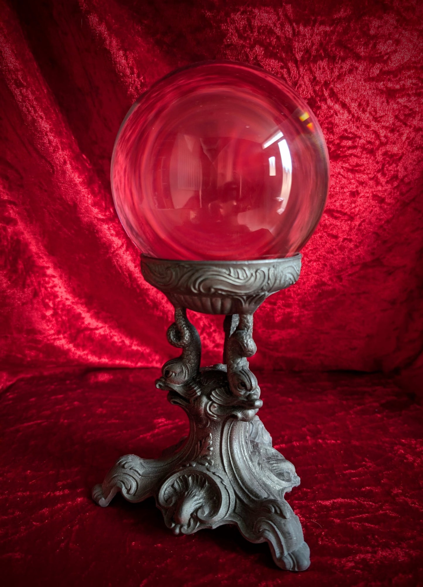 A beautiful crystal ball on a pedestal  (26cm)