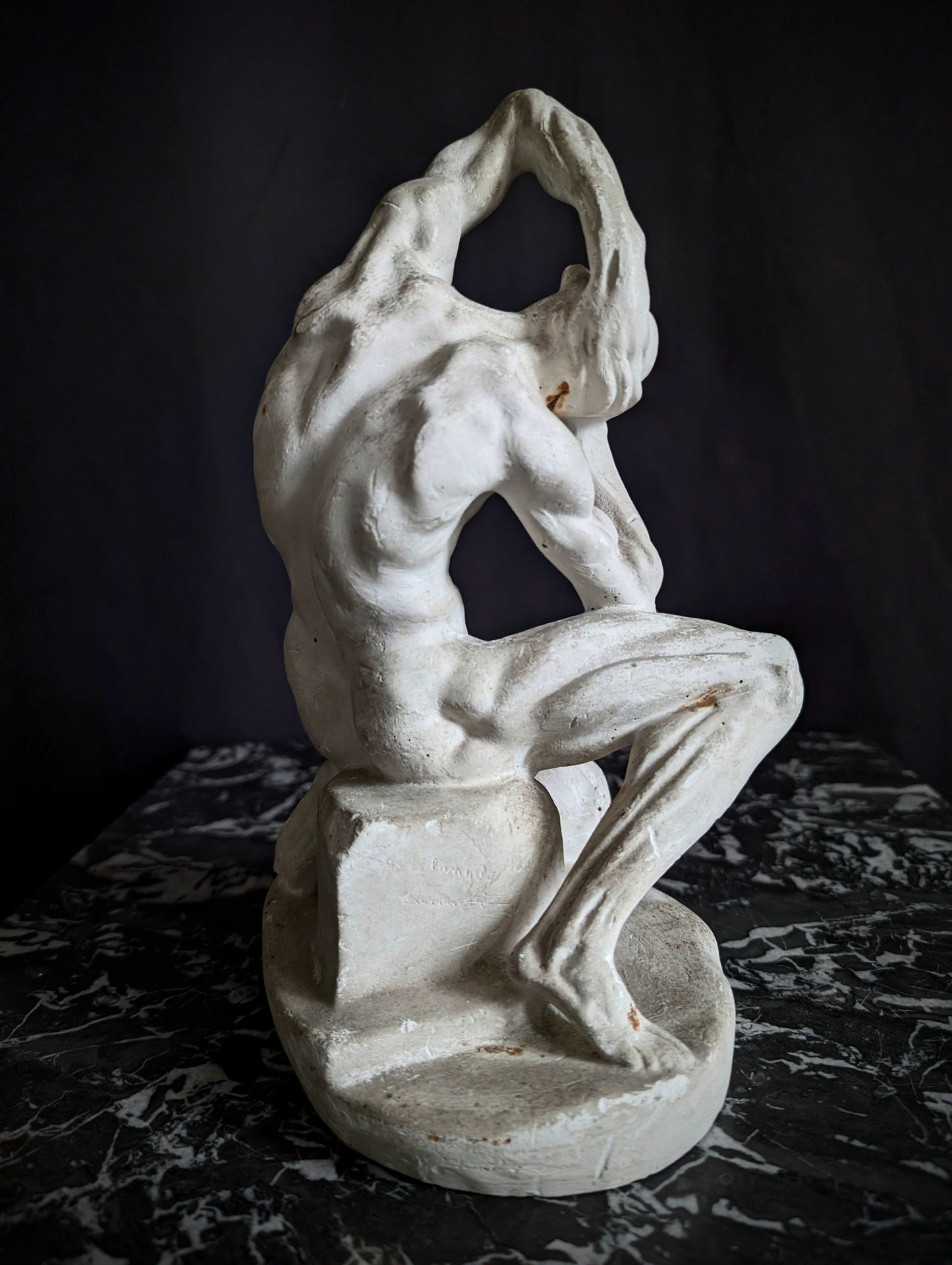 Old plaster model of Michelangelo's Écorché from a 19th-century sculpture academy