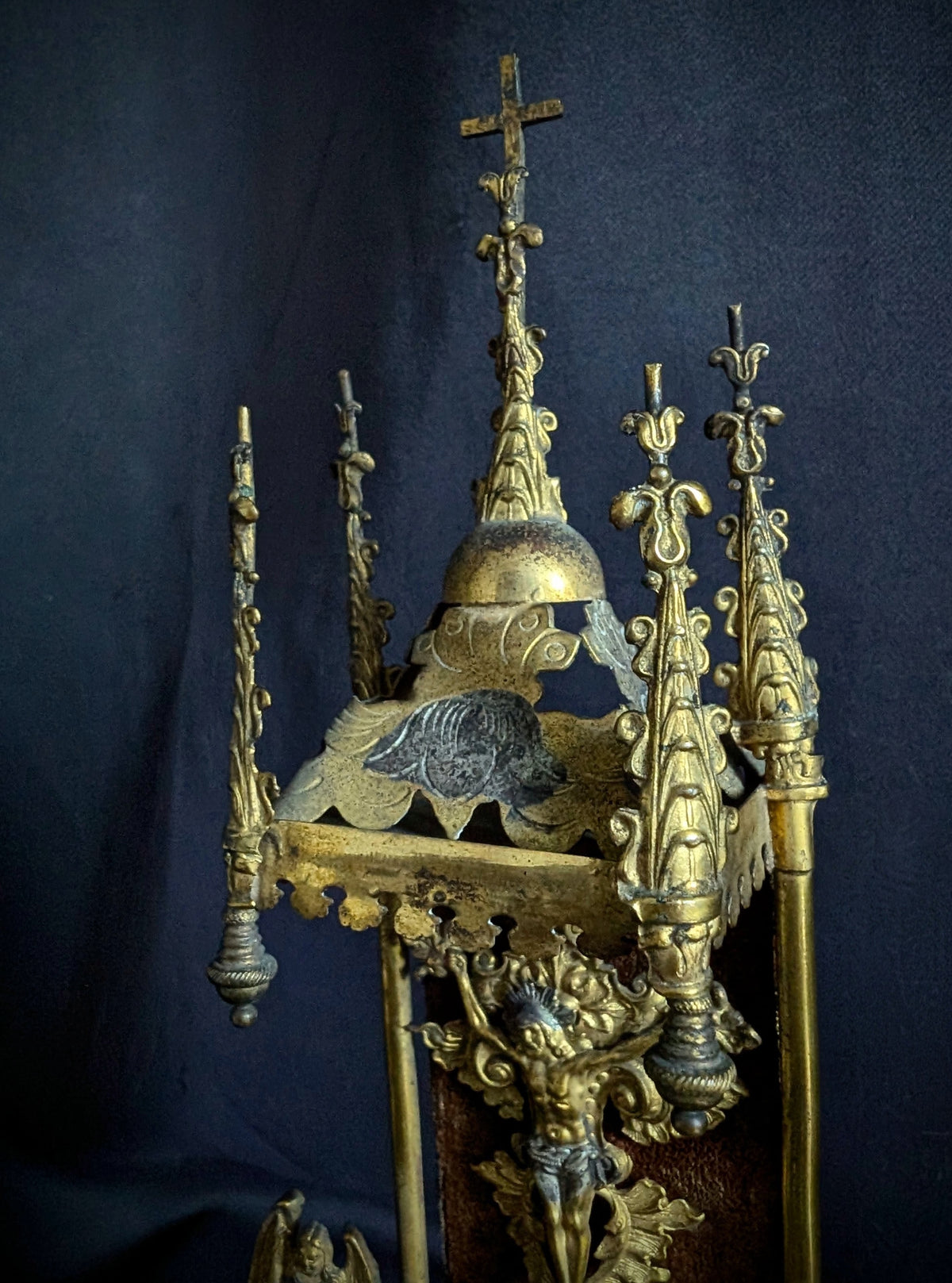Antique 19th-Century Brass Oratory / Devotional Shrine
