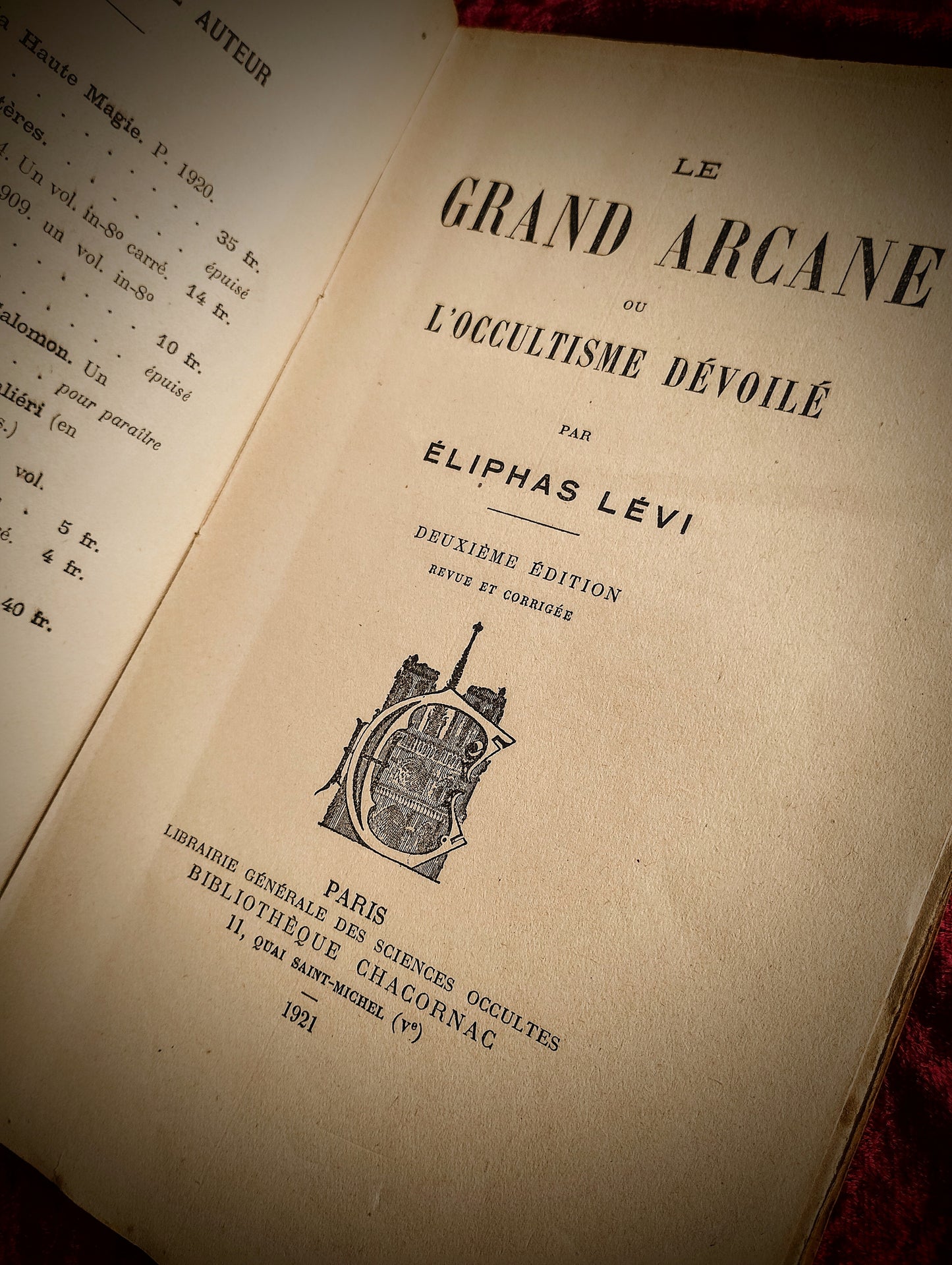 Eliphas Levi "Le Grand Arcane ou l'Occultisme dévoilé" Ed. 1921