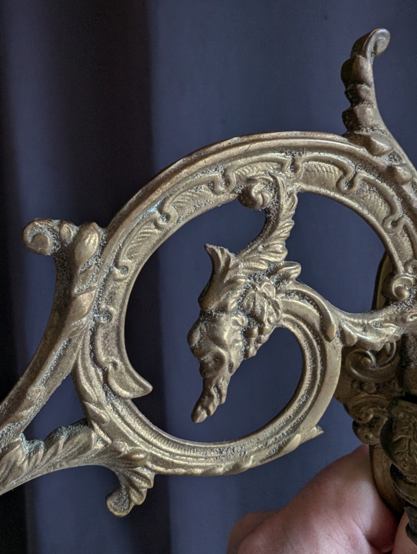 Antique piano candlesticks, 19th century, featuring devil’s heads