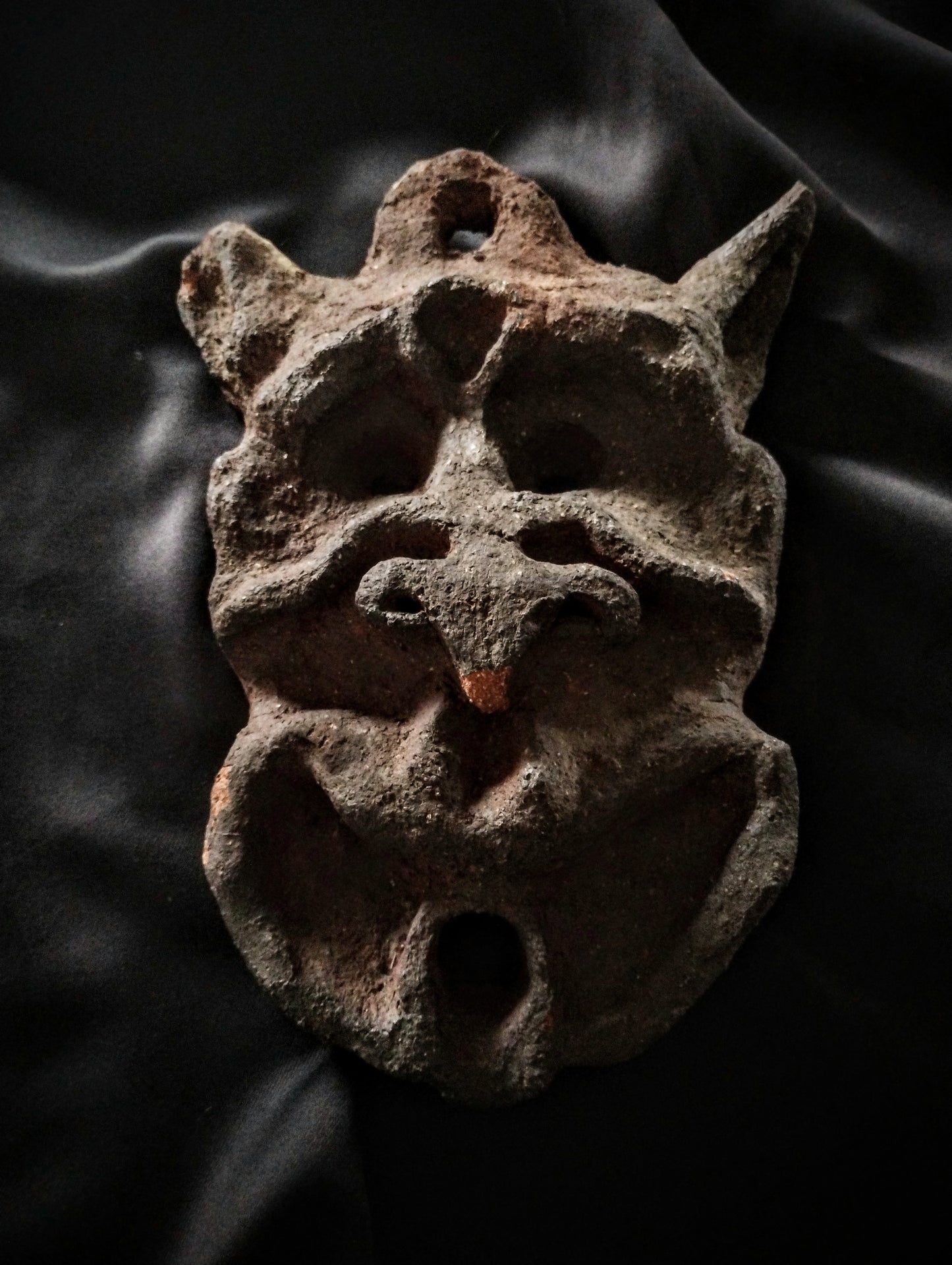 Antique Devil Mask Sculpture