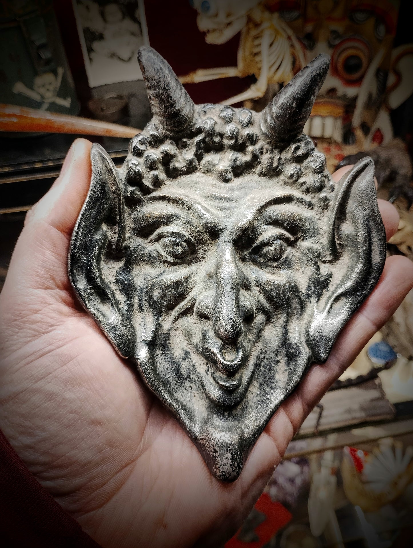 Antique Russian devil's head ashtray