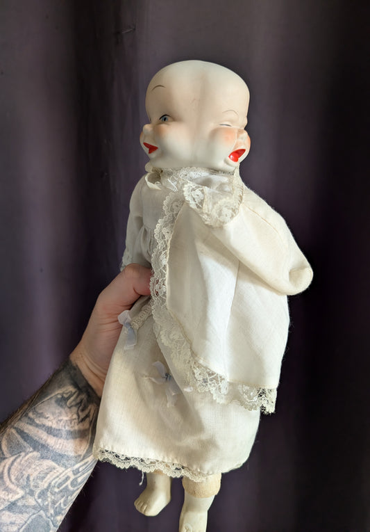 Antique Three-Faced Porcelain Doll – 30 cm Creepy (1920/1930's)
