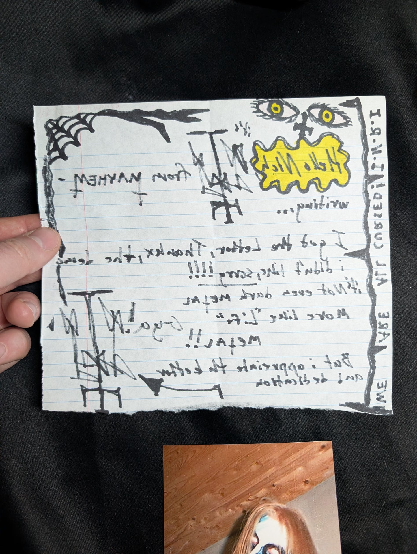 Original letter written in marker by Pelle "DEAD" Ohlin from the Black Metal band  Mayhem 1990 (Very Rare)