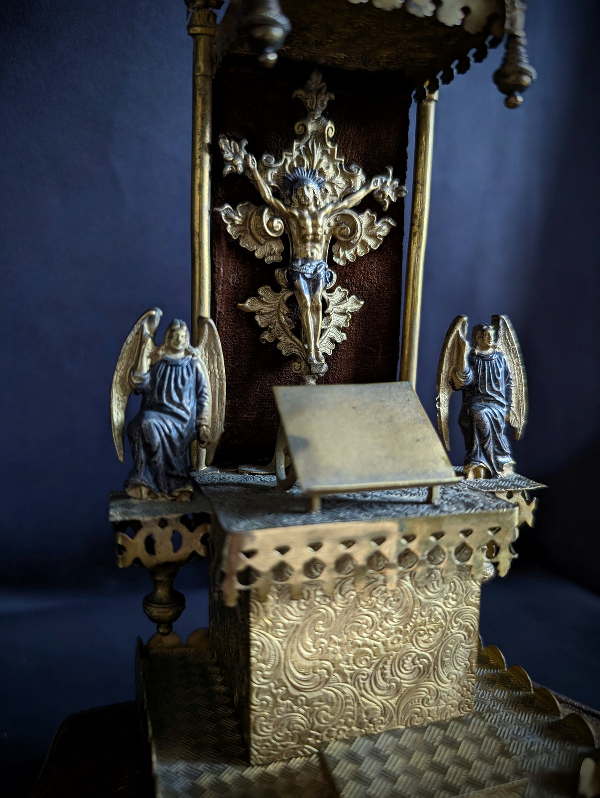Antique 19th-Century Brass Oratory / Devotional Shrine