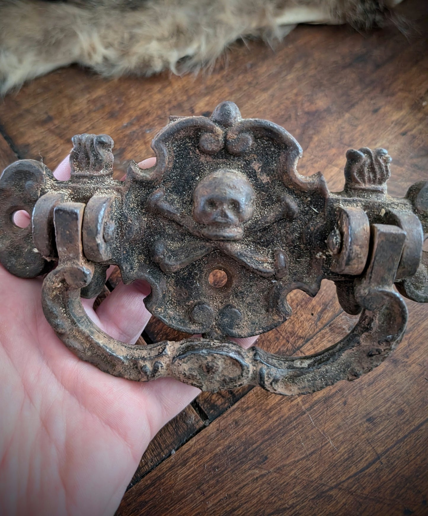 Old coffin handle with Memento Mori from the 19th century