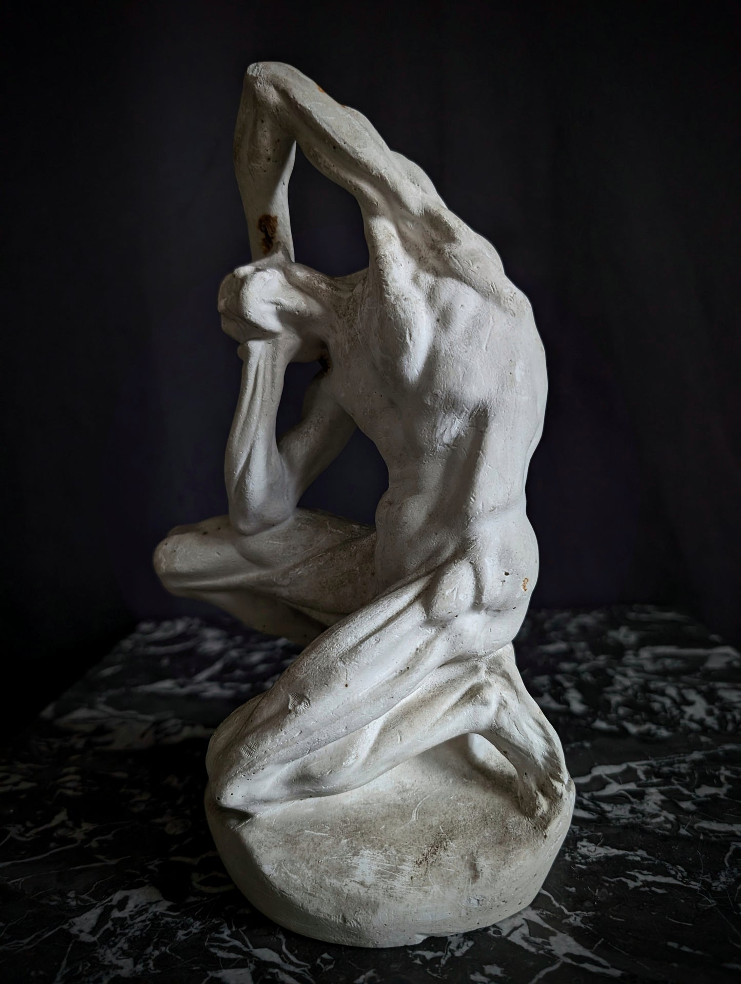 Old plaster model of Michelangelo's Écorché from a 19th-century sculpture academy