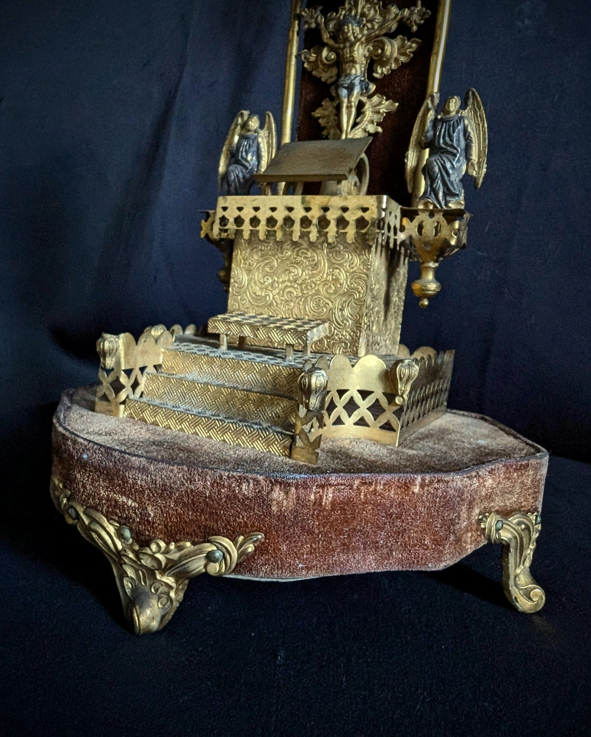 Antique 19th-Century Brass Oratory / Devotional Shrine