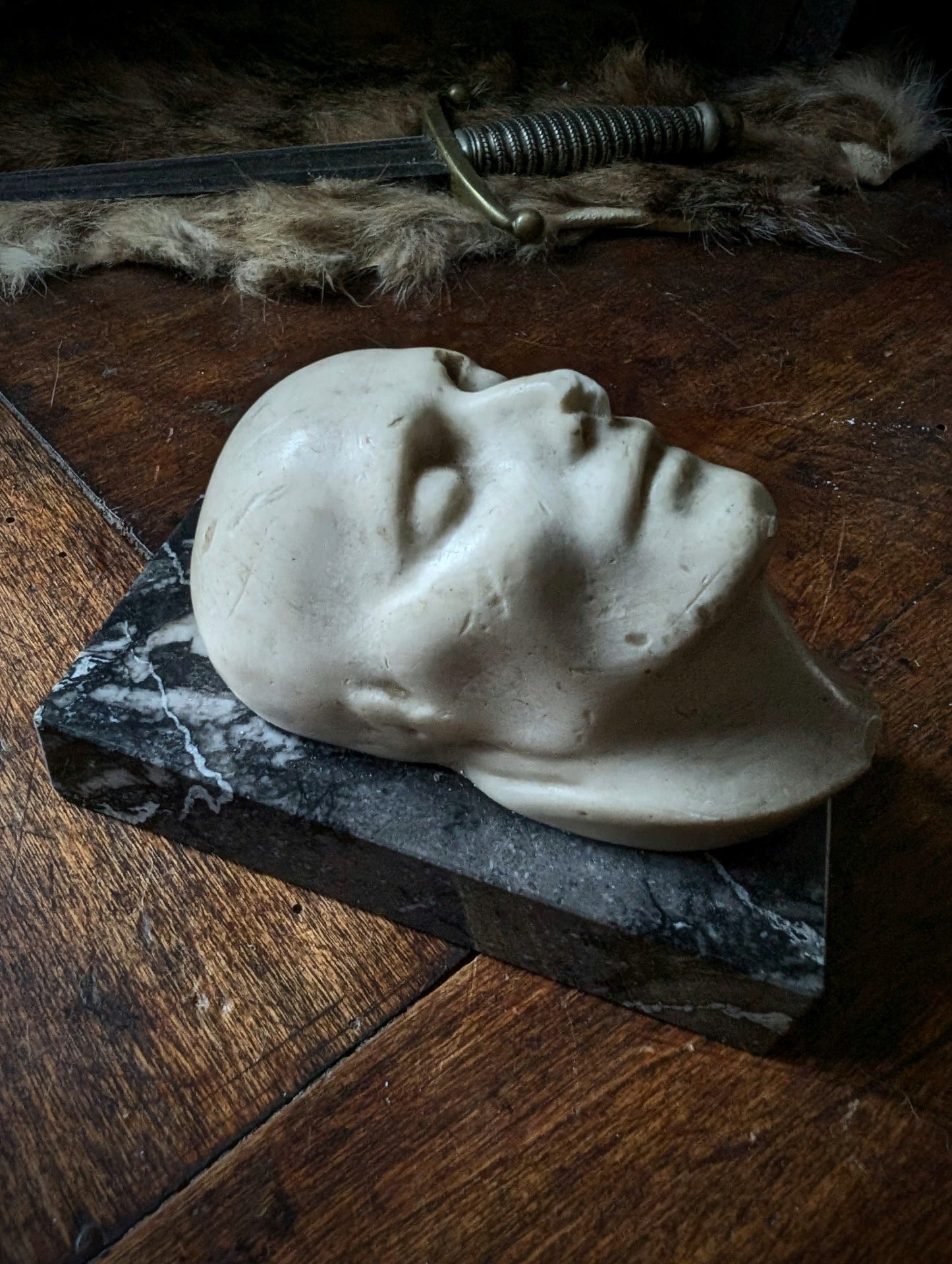 Antique Marble Napoleon I Death Mask Paperweight