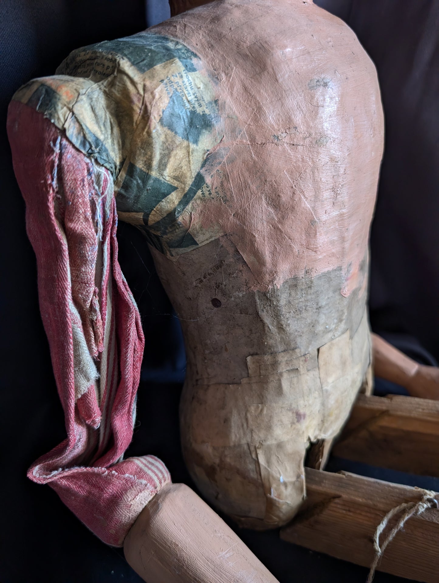 Old Czech Marionnette (early 1900's) 96cm made of wood and papier-mâché