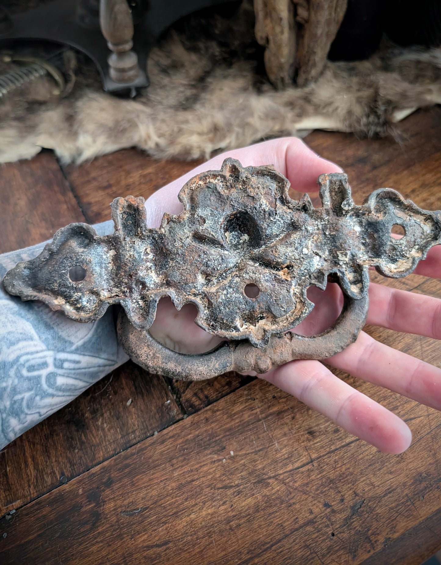 Old coffin handle with Memento Mori from the 19th century