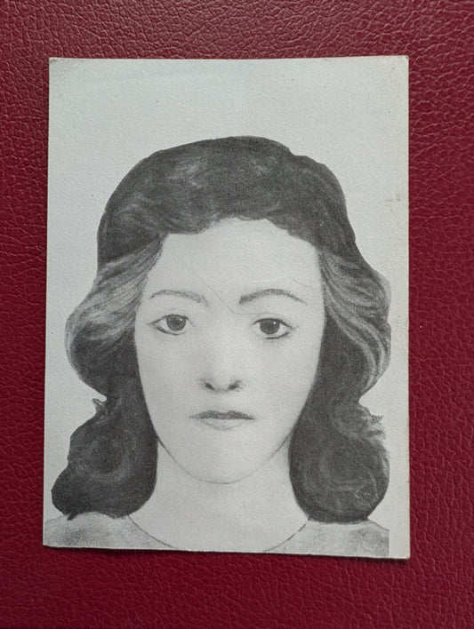 Original composite sketch card belonging to a french police man in the 1980s (criminal wanted for two murders)
