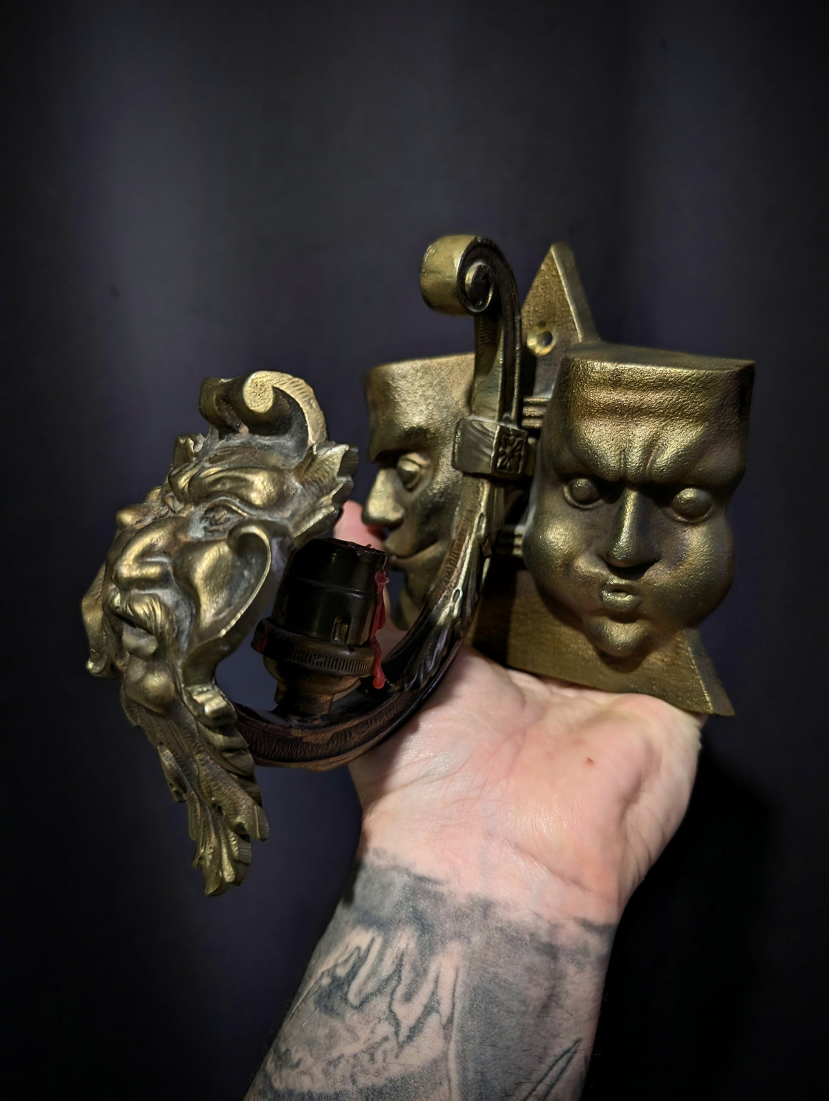 Vintage mid 20th century wall sconce, as a candleholder. “The Breath of the Wind"