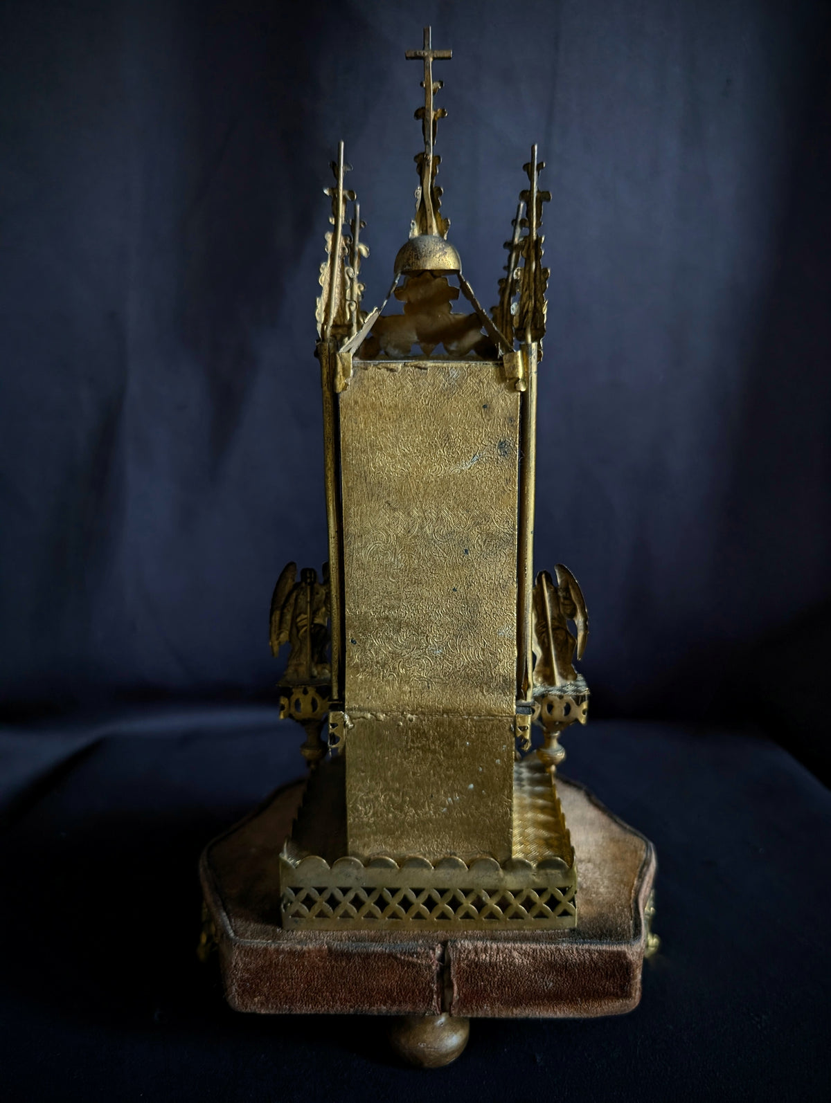 Antique 19th-Century Brass Oratory / Devotional Shrine