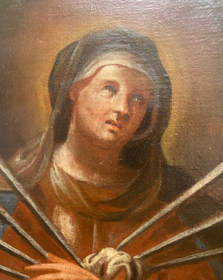 Oil on canvas, 18th-century Italian  "The Madonna of Seven Sorrows" (102x68cm)