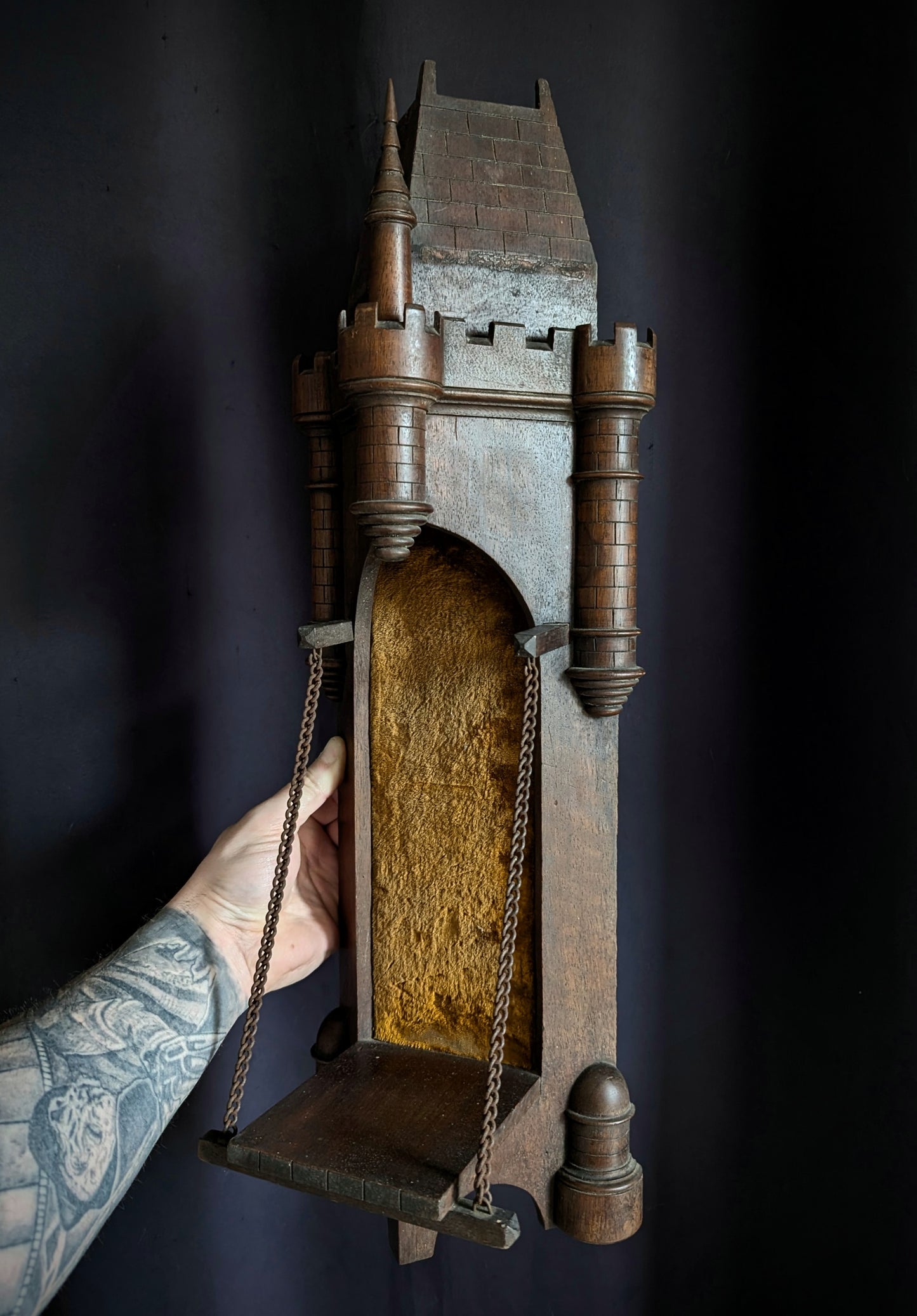 Medieval Tower Handcrafted Wooden Wall Shelf