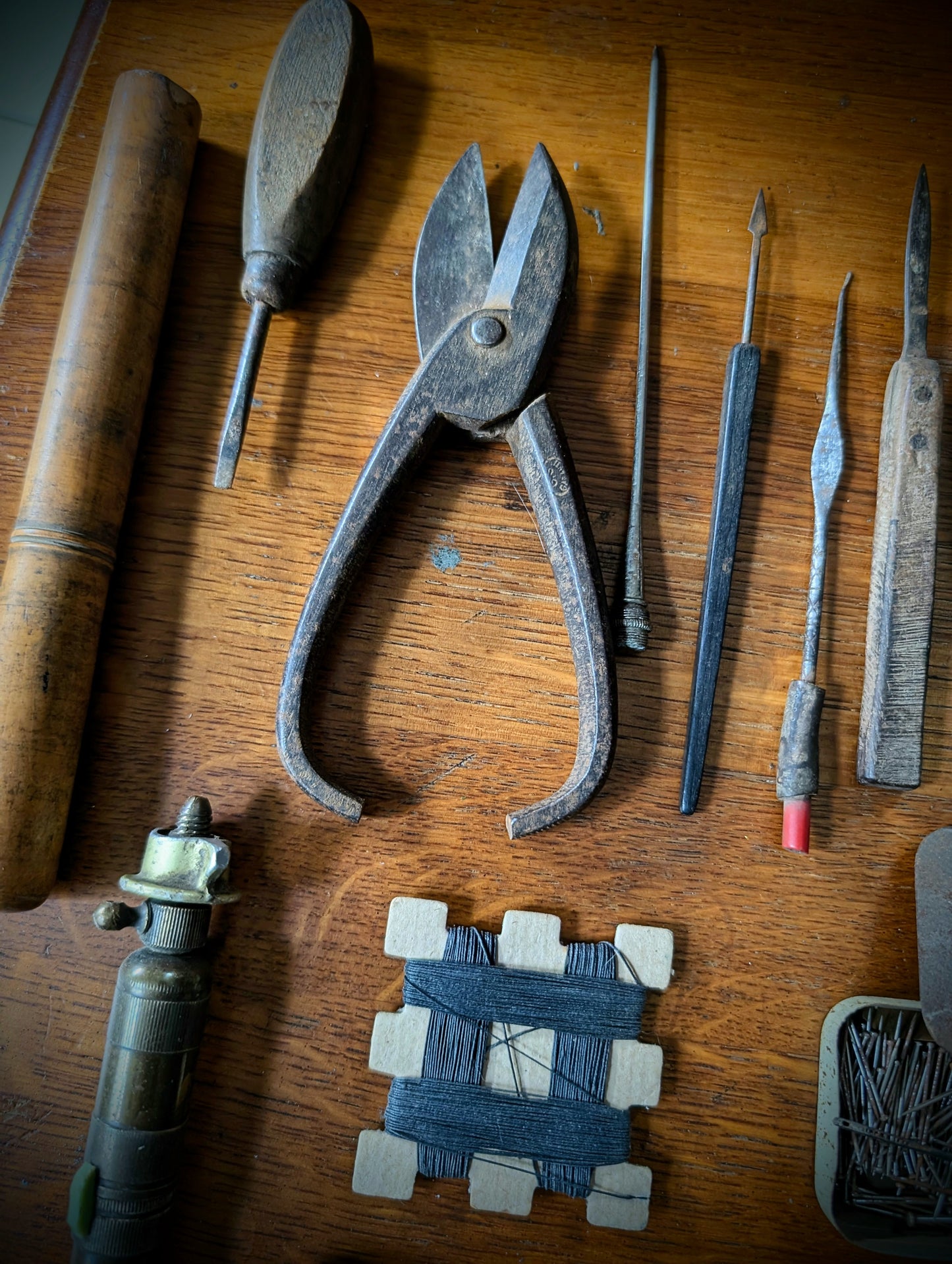 Set of antique taxidermist tools from the 1970s