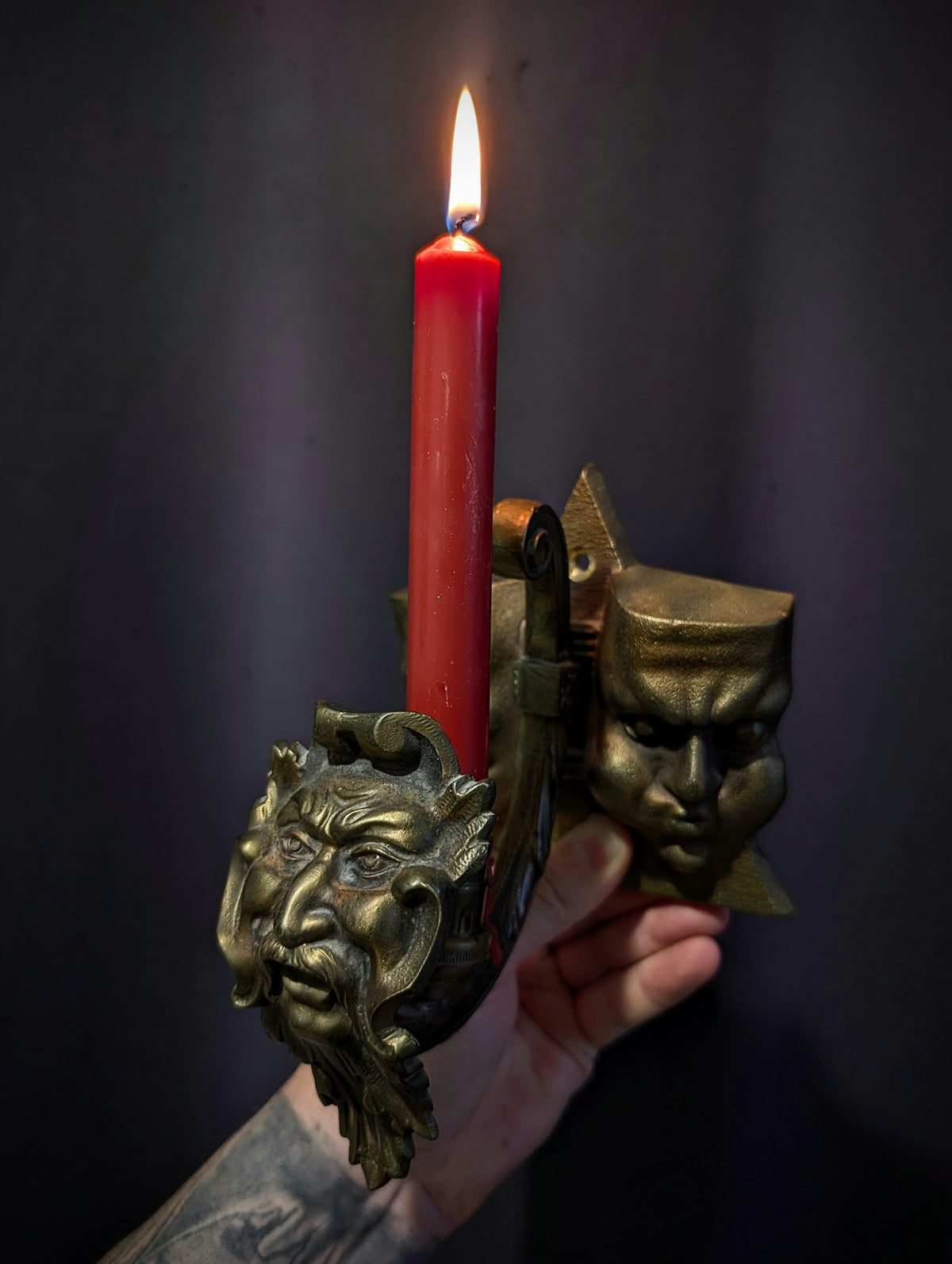 Vintage mid 20th century wall sconce, as a candleholder. “The Breath of the Wind"