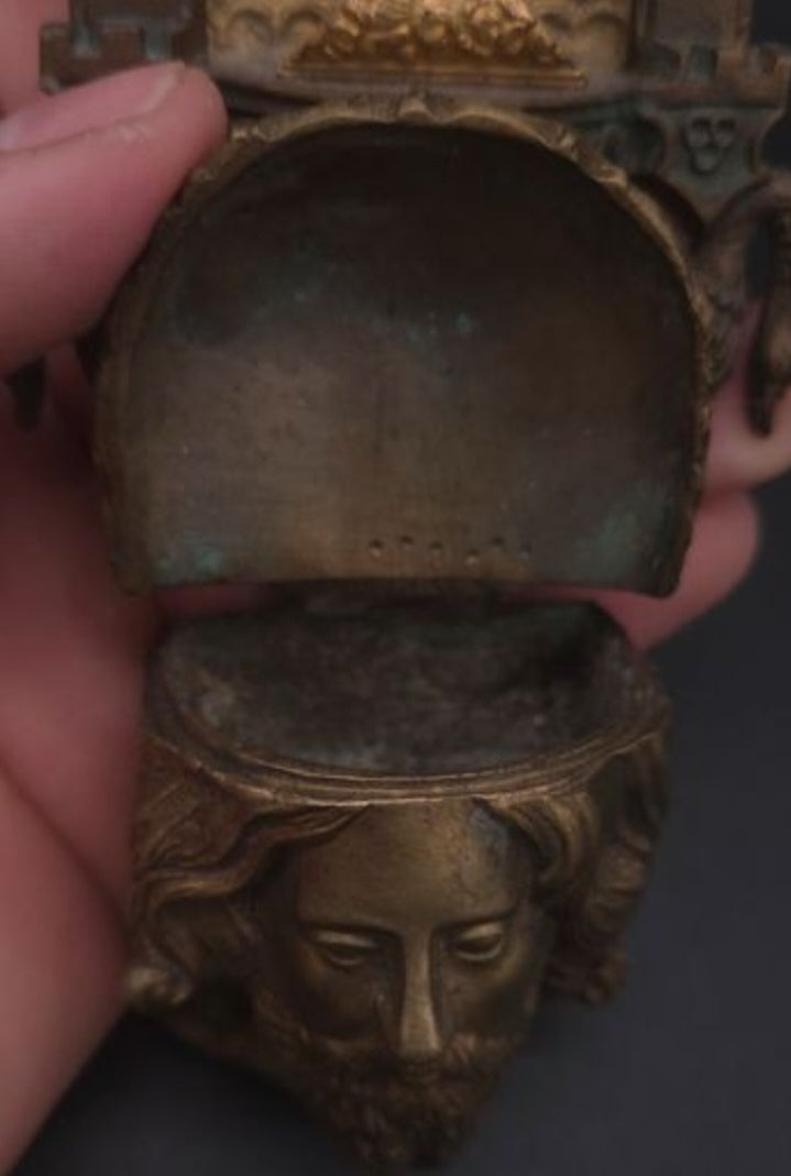Neo-Gothic Bronze and Brass Holy Water Font