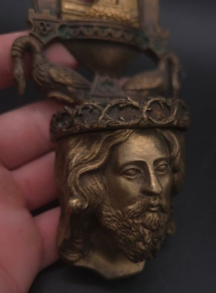 Neo-Gothic Bronze and Brass Holy Water Font