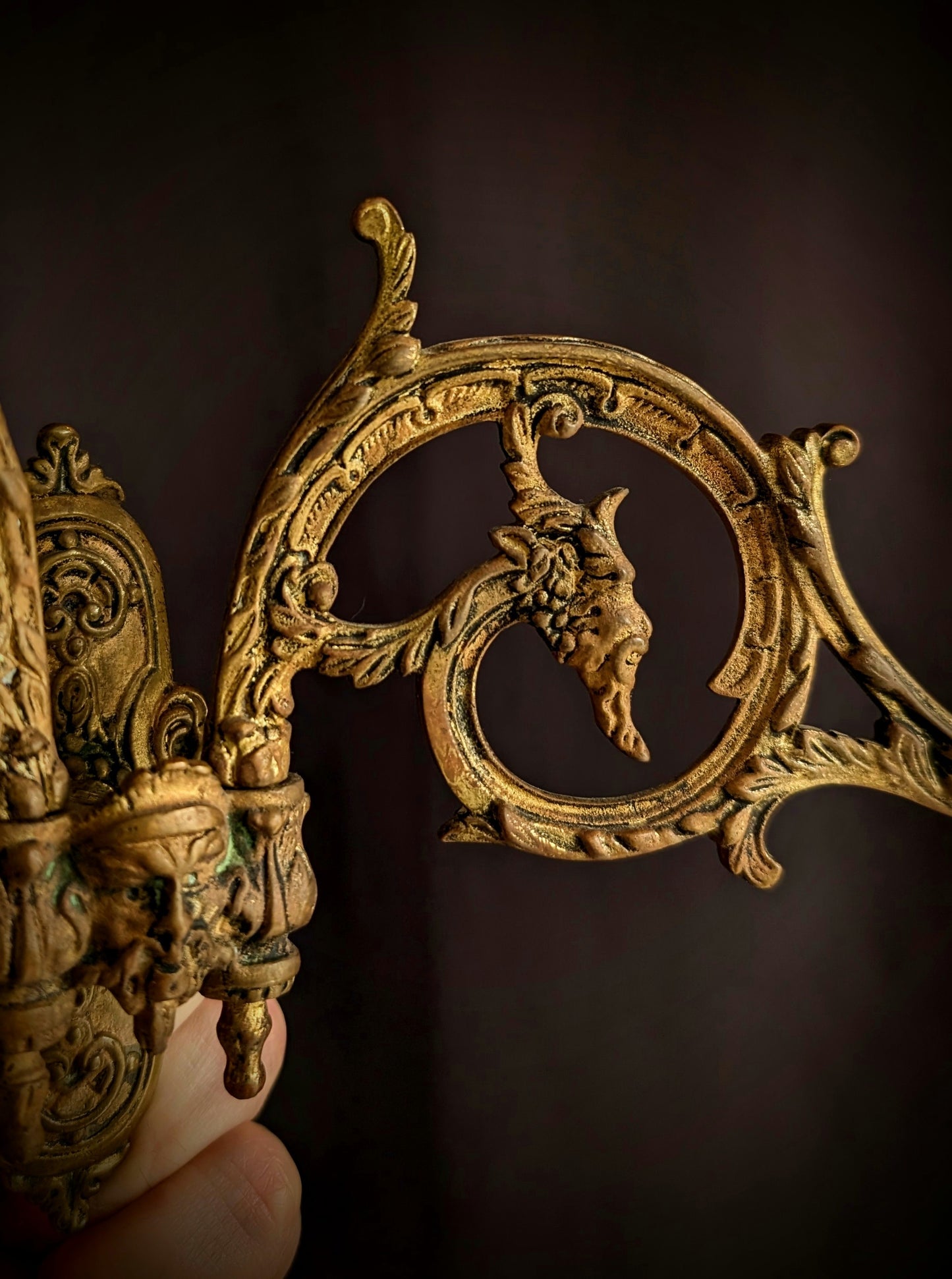 Antique Wall Candlestick with Devil heads 19th