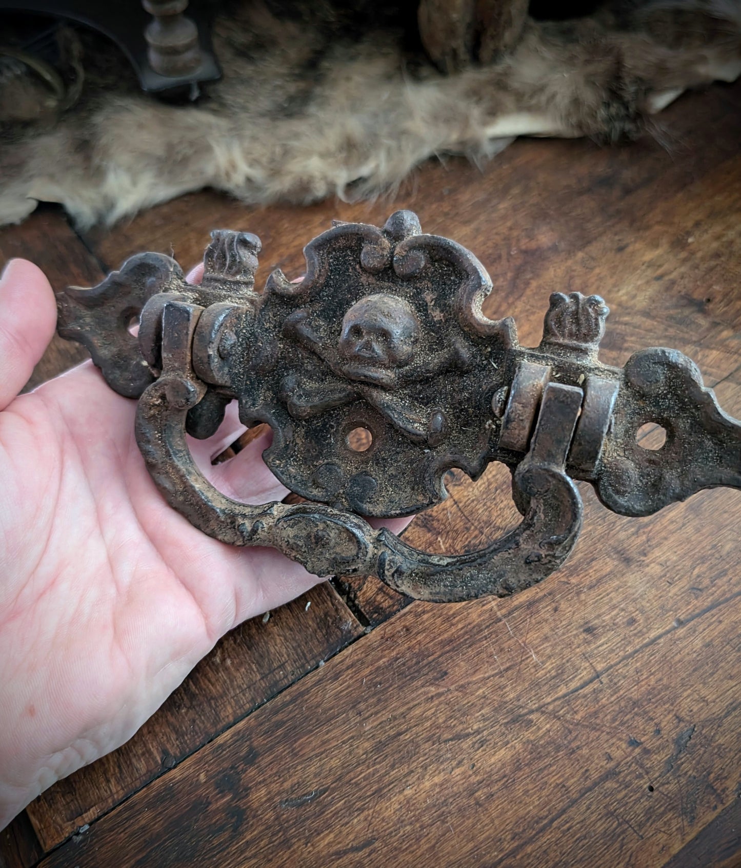 Old coffin handle with Memento Mori from the 19th century