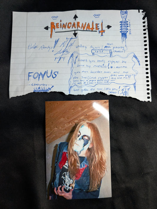 Original letter written by Pelle "DEAD" Ohlin from the Black Metal band  Mayhem 1990 (Very Rare)