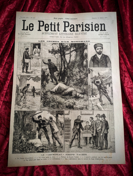1897 original newspaper cover on the serial killer Joseph Vacher