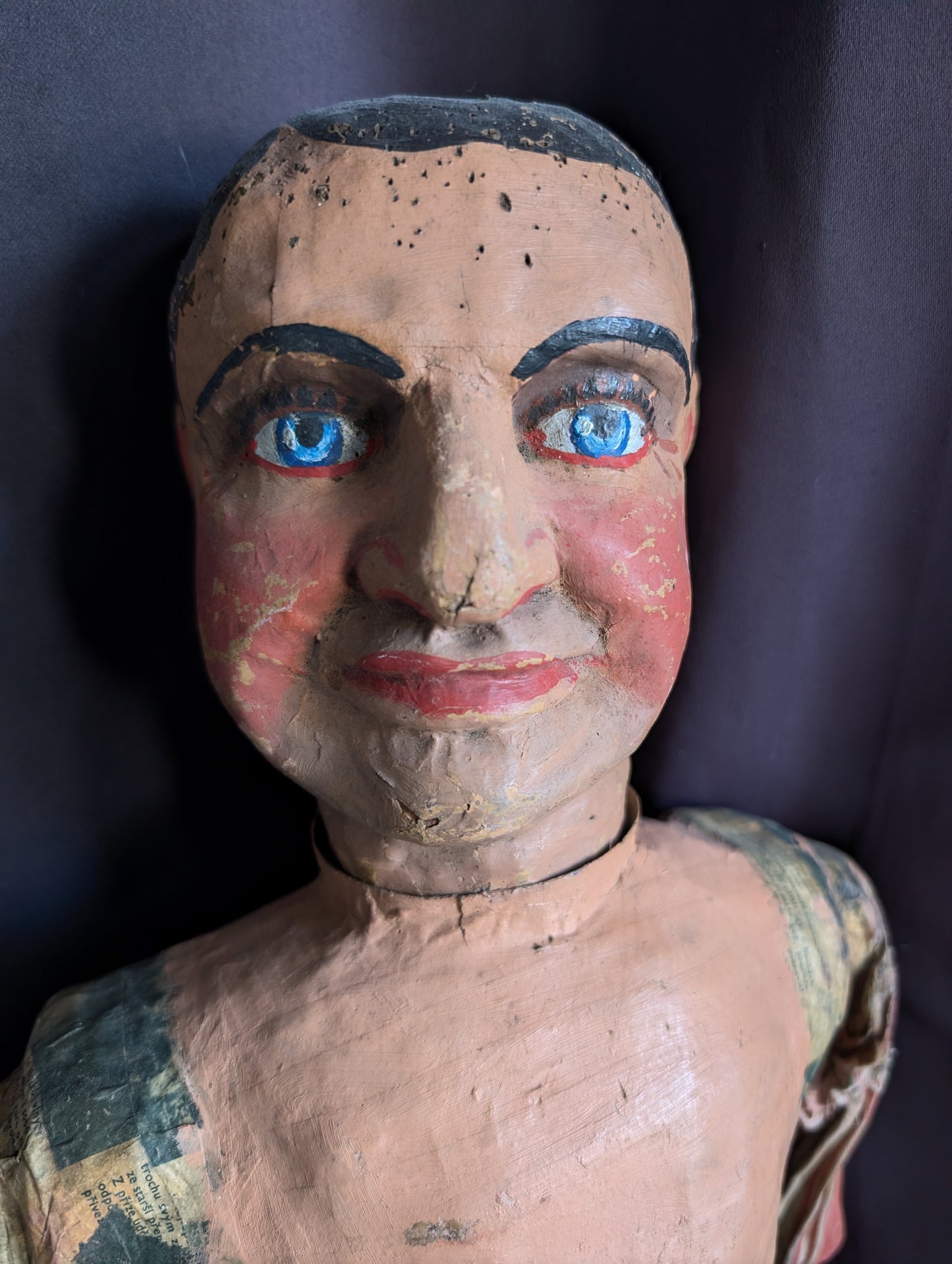 Old Czech Marionnette (early 1900's) 96cm made of wood and papier-mâché