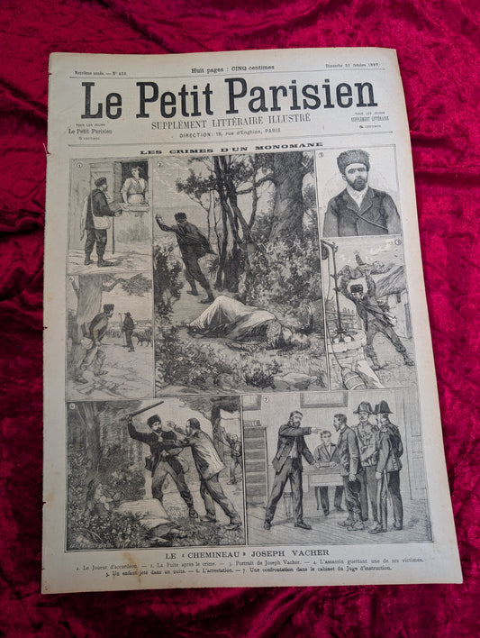 Original 1897 Newspapers - Serial Killer Joseph Vacher Case
