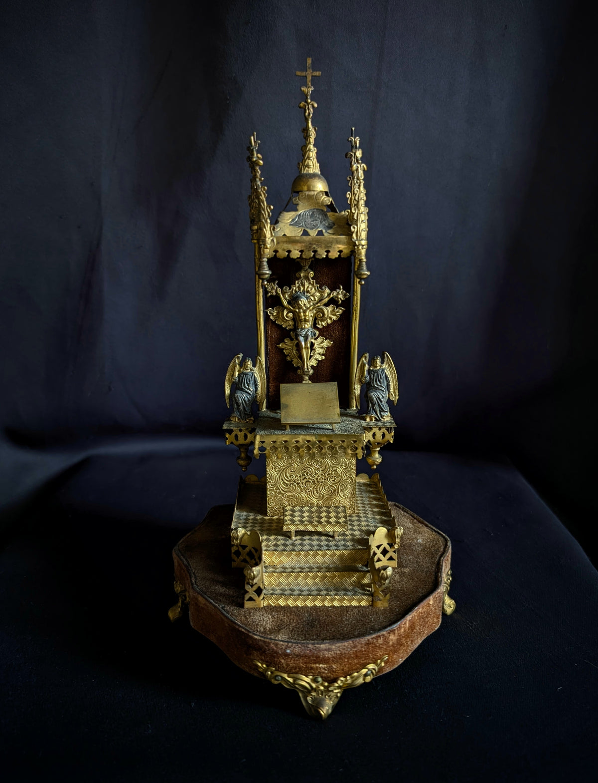 Antique 19th-Century Brass Oratory / Devotional Shrine
