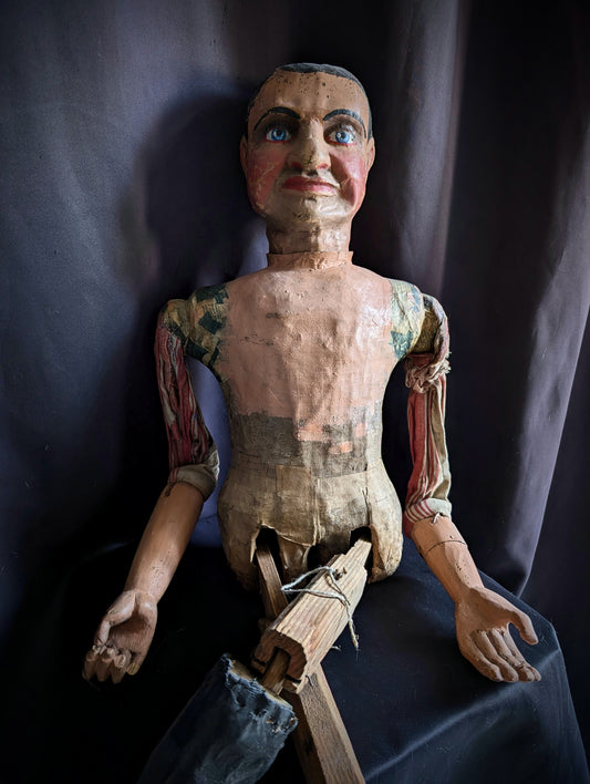 Old Czech Marionnette (early 1900's) 96cm made of wood and papier-mâché