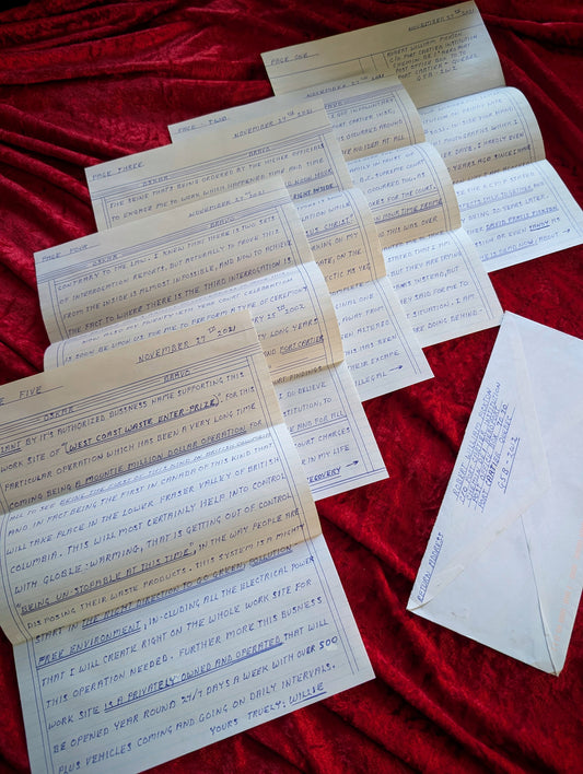 Original letter written by the serial killer Robert Pickton (the Pig Farmer Killer) 5 pages+envelope