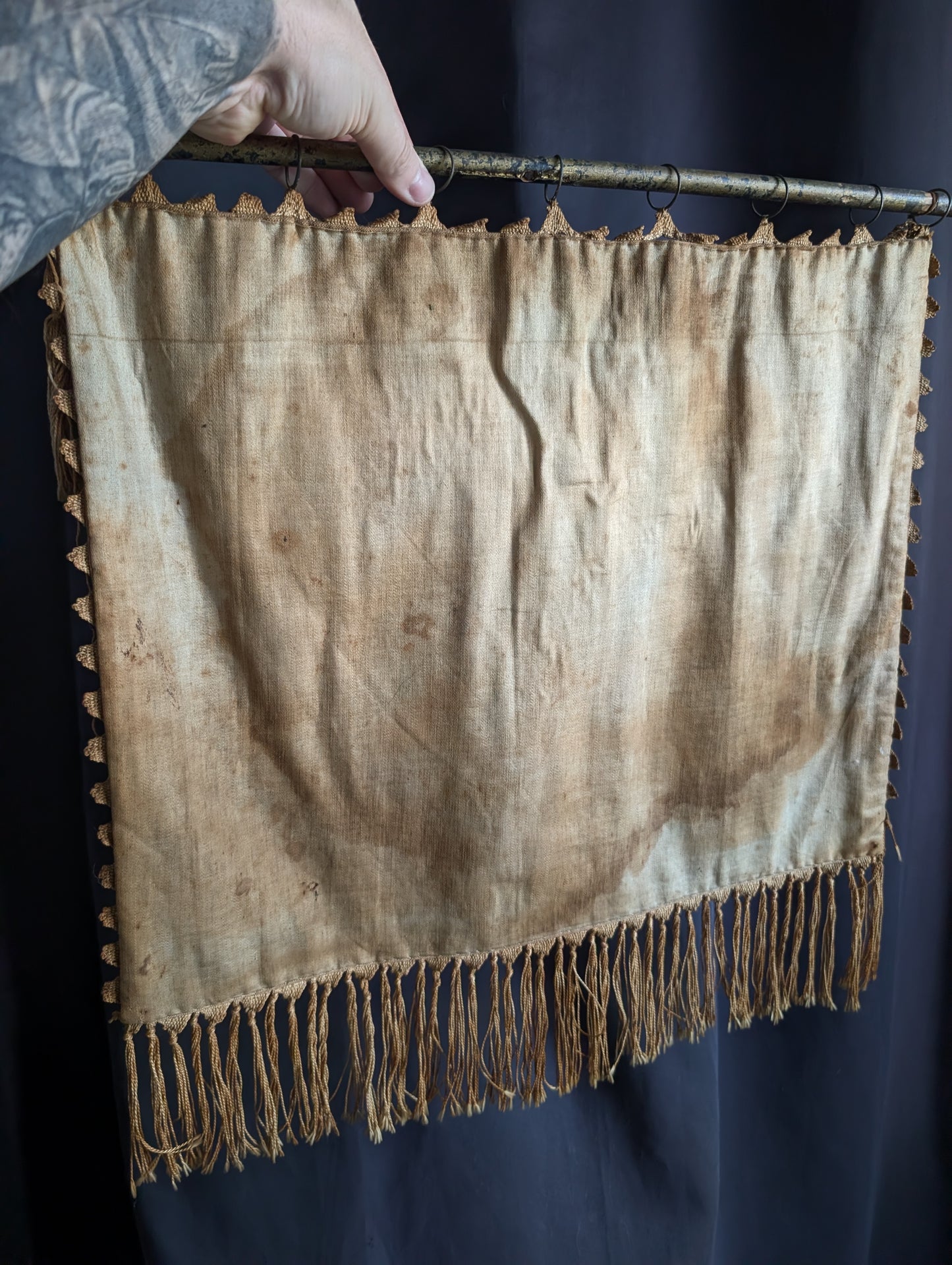 Antique church processional banner, with original painting from the early 1910s (57cm)