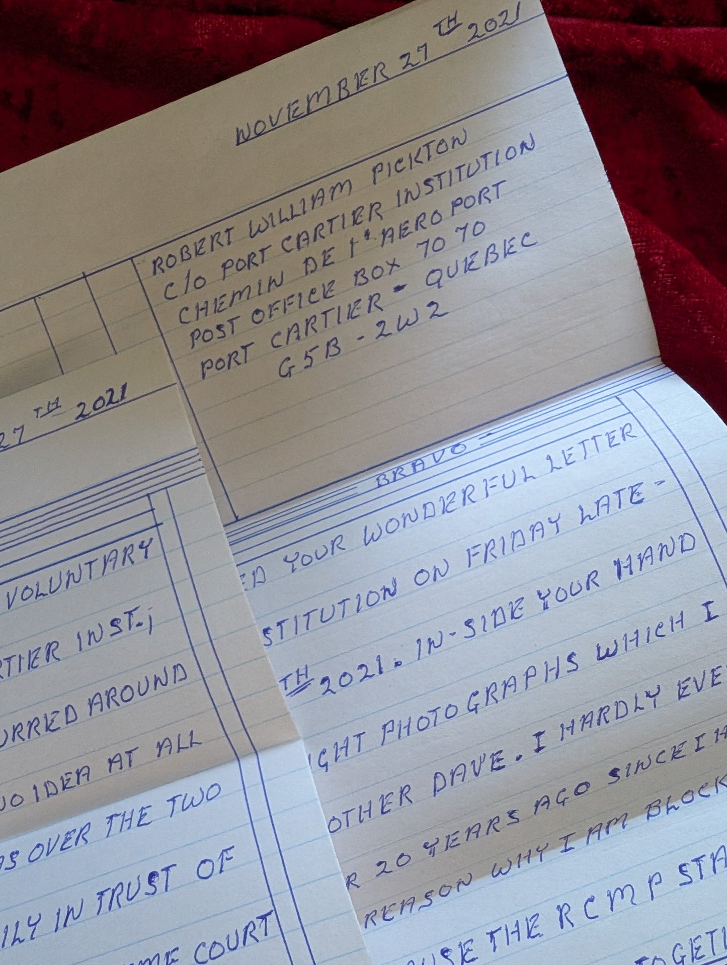 Original letter written by the serial killer Robert Pickton (the Pig Farmer Killer) 5 pages+envelope
