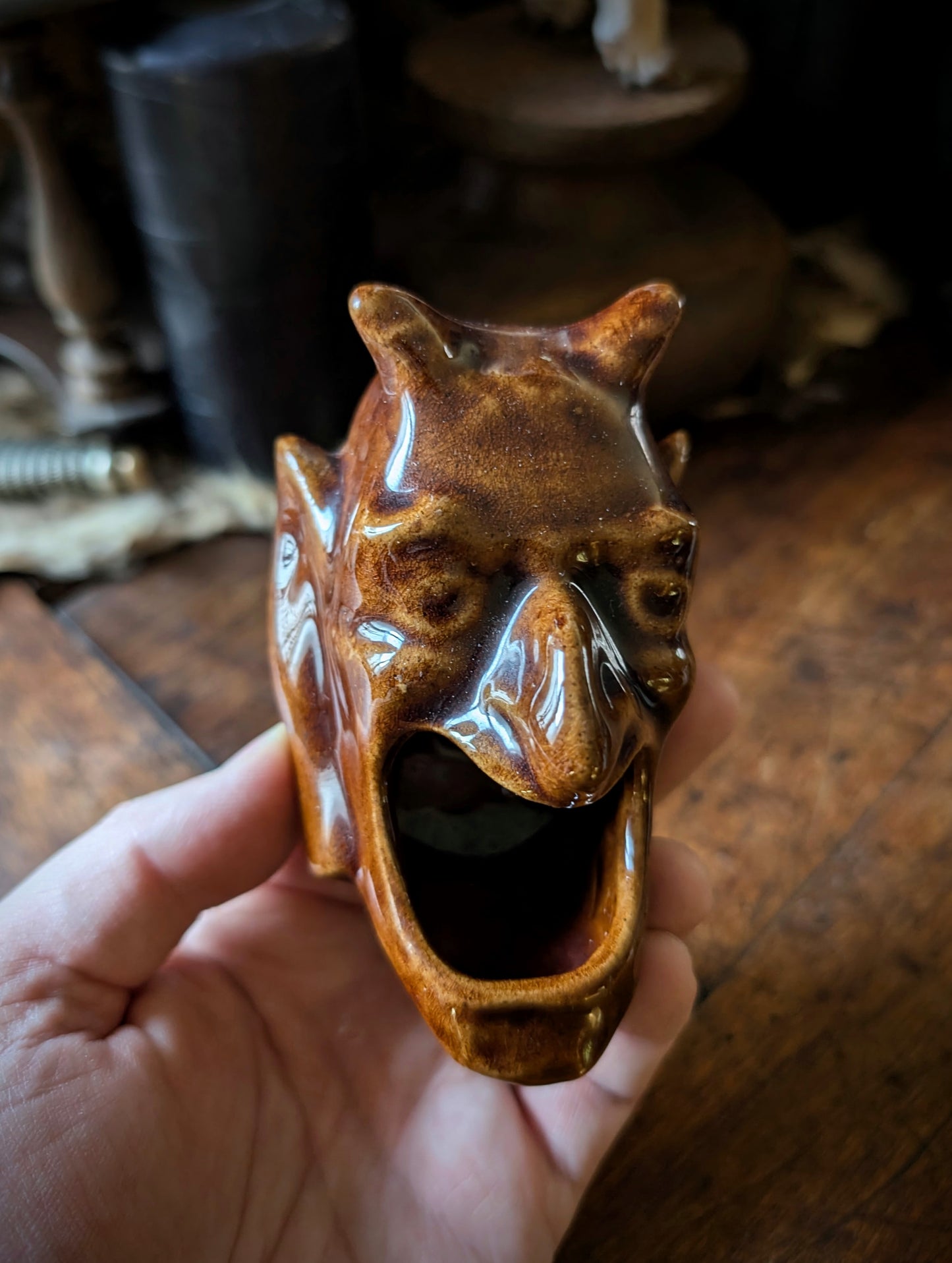 Antique Devil head in ceramic