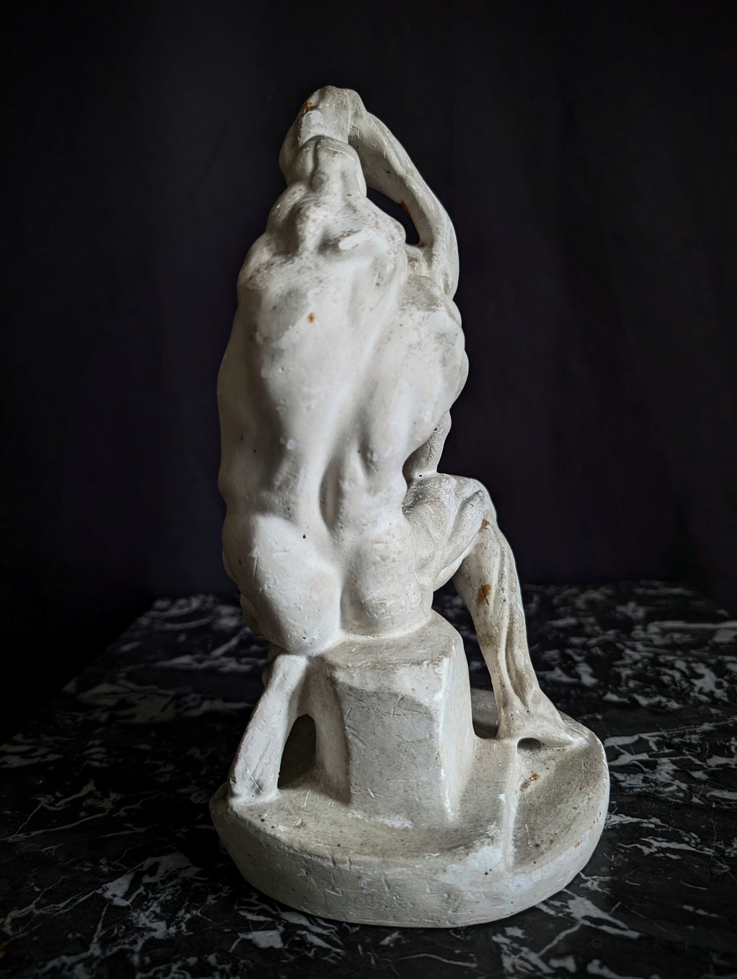 Old plaster model of Michelangelo's Écorché from a 19th-century sculpture academy